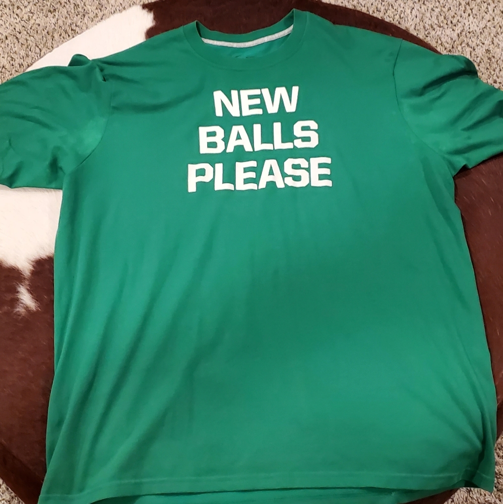 Nike "New Balls Please" T-Shirt  Mens Size XXL Dri Fit Green Pre Owned